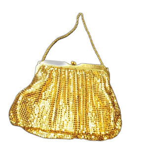 Gold Vintage Whiting & Davis Mesh‎ Mini Bag Cute Glam Party Retro Purse Date